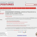 TRANSPARENT RANKING: Institutional Repositories by Google Scholar (August 2024) 